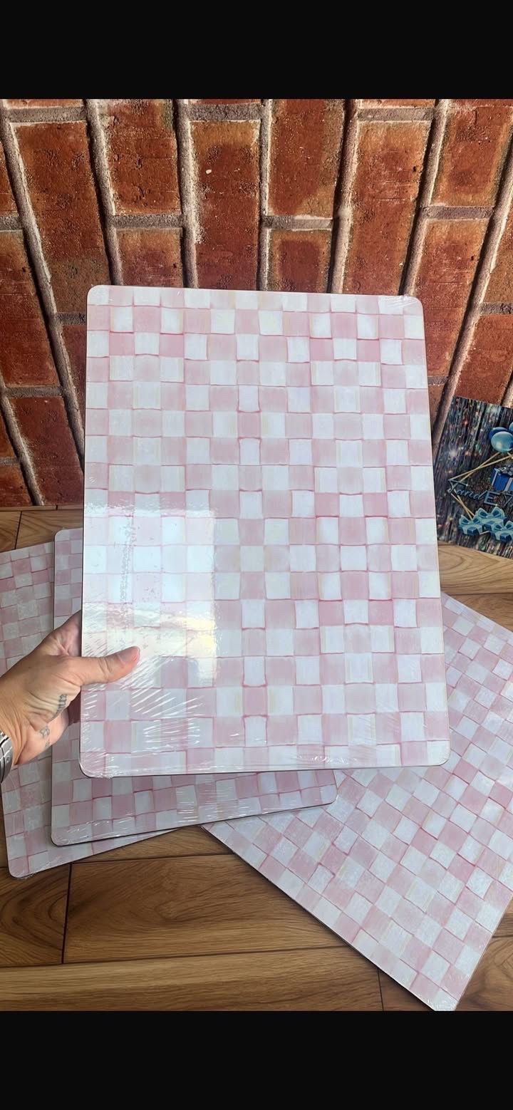 MacKenzie-Childs Pink Check Placemats (Set of 4)
