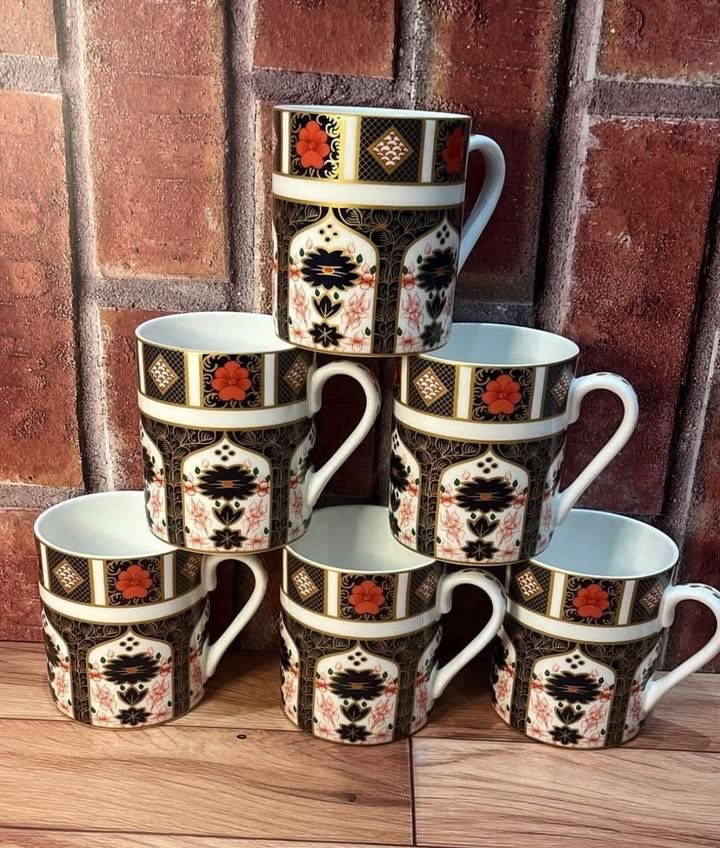 Royal Crown Derby Style Mug Set (Set of 6)
