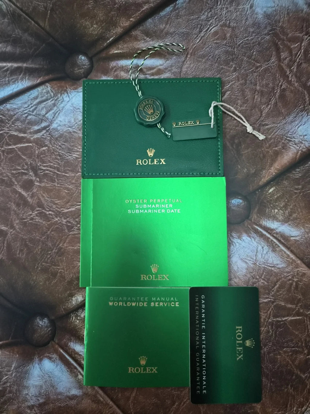 Rolex Green Booklet & Wallet Set Card Holder Tags Manual Accessories set