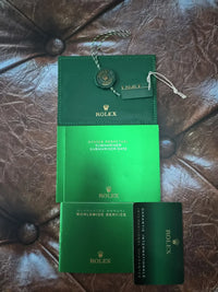 Rolex Green Booklet & Wallet Set Card Holder Tags Manual Accessories set